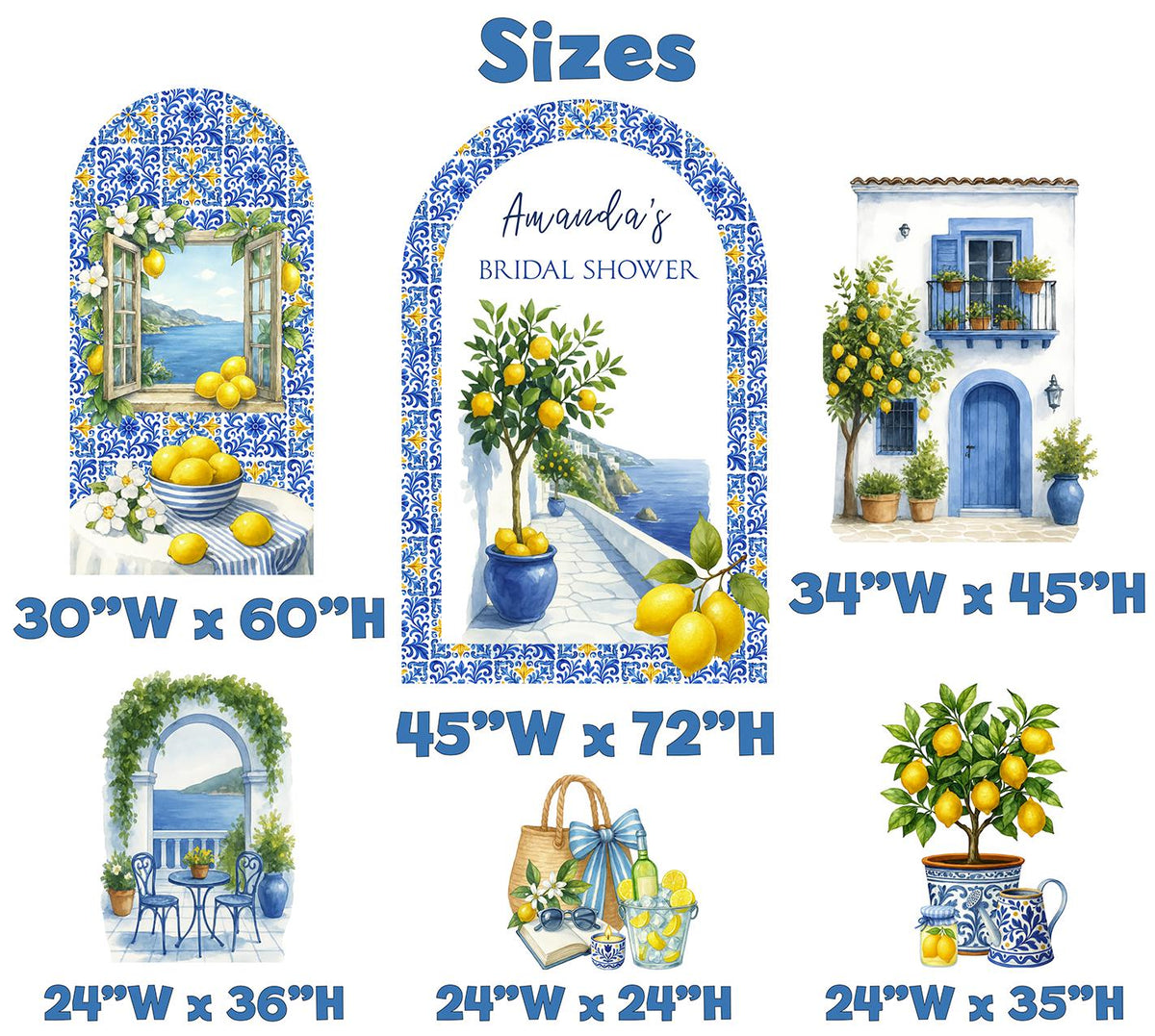 Mediterranean Birthday Cutouts, Amalfi Coast Party Props, Mediterranean Baby Shower, Italian Bridal Shower, Signs, Bachelorette Backdrop