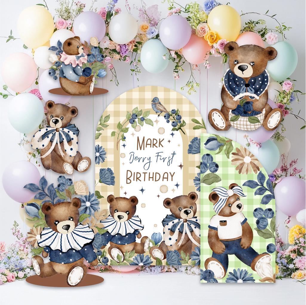 Berry First Birthday Cutout, Teddy Bear, Blueberry Baby Shower, Backdrop, Sweet Party Decorations, Berry 1st Birthday, Vintage Bear,Baby Boy