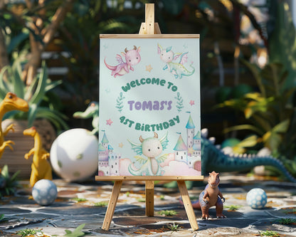 Pastel Baby Dragons Cutouts, Fantasy Birthday Decor, Dragons Props, Whimsical Fantasy Baby Shower, Storybook Signs, Fairytale,Standee,Castle