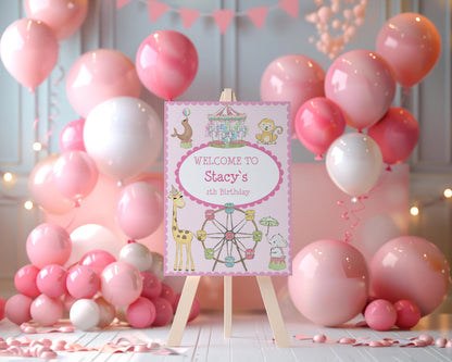 Pink Circus Party Cutouts, Baby Shower, Girls Birthday Decor, Safari Animal, Circus Themed Birthday, Carnival Party, Carousel, Circus Tent