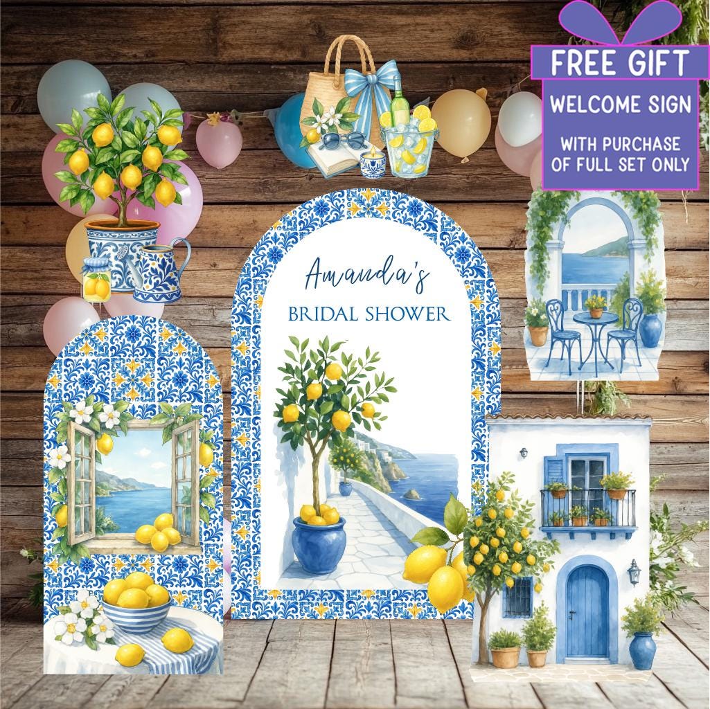 Mediterranean Birthday Cutouts, Amalfi Coast Party Props, Mediterranean Baby Shower, Italian Bridal Shower, Signs, Bachelorette Backdrop