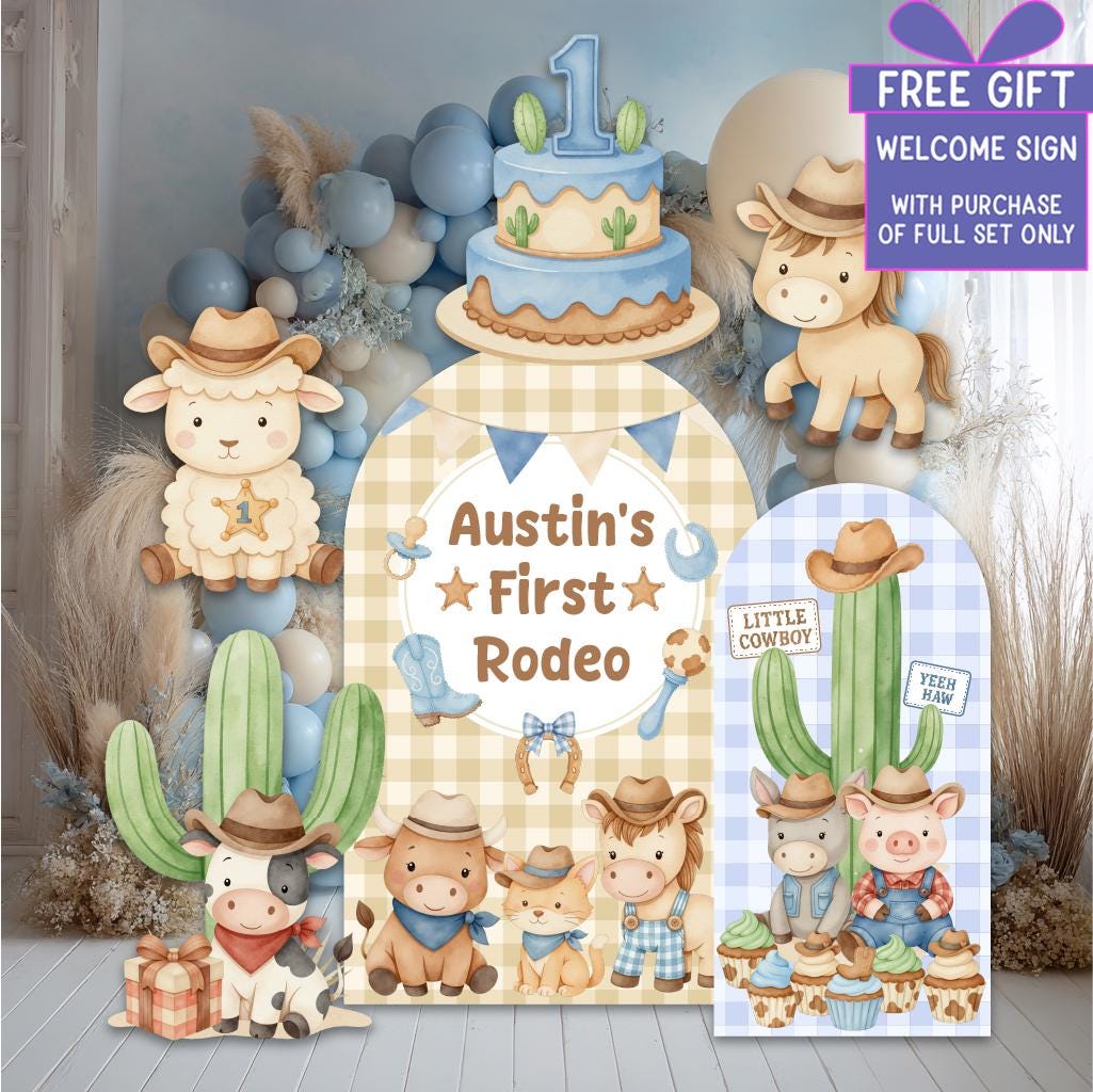 My First Rodeo Birthday Cutouts — custom party decor, printed and cut to shape