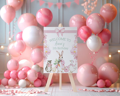 Pink Garden Bunny Cutouts, Storybook Baby Shower, Backdrop, Easter Bunny Art, Signs, Standee, Girls Birthday, Garden Mushroom Backdrop, Prop