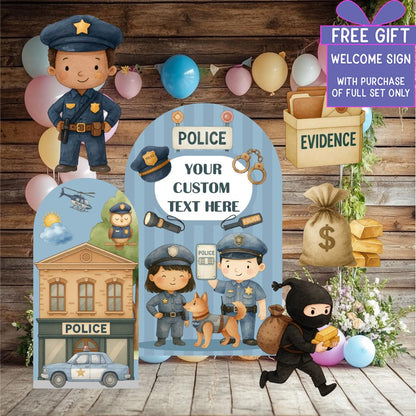 Police Cutouts — custom party decor, printed and cut to shape
