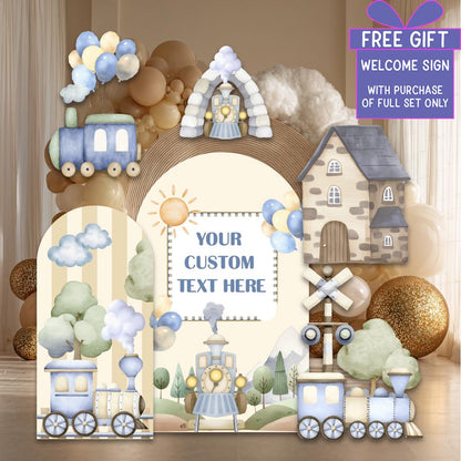 Train Birthday Party Cutout — custom party decor, printed and cut to shape