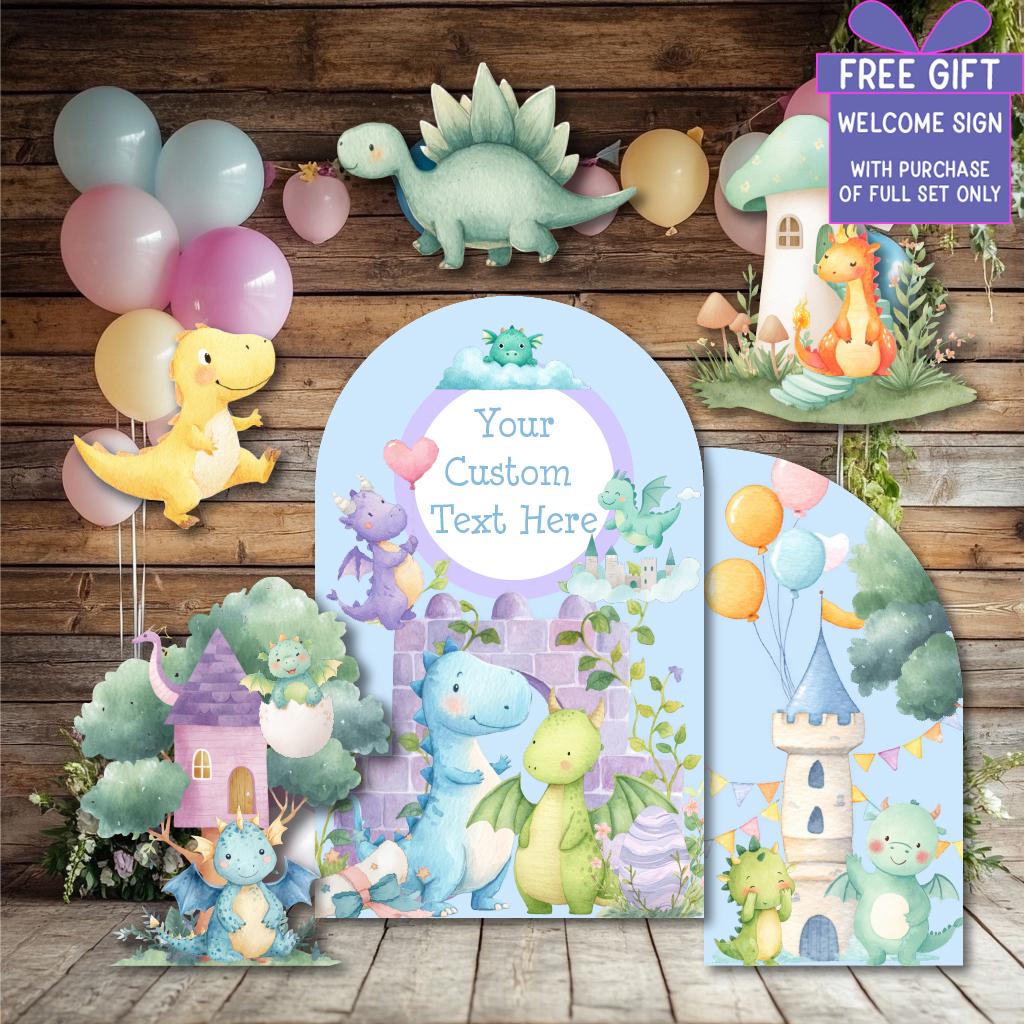 Pastel Baby Dragons Cutouts — custom party decor, printed and cut to shape