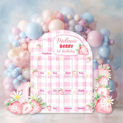 Personalized Berry First Birthday Photo Board, Baby Milestone, Strawberry Backdrop, Sweet Party Decorations, Sweet One, Berry 1st Birthday