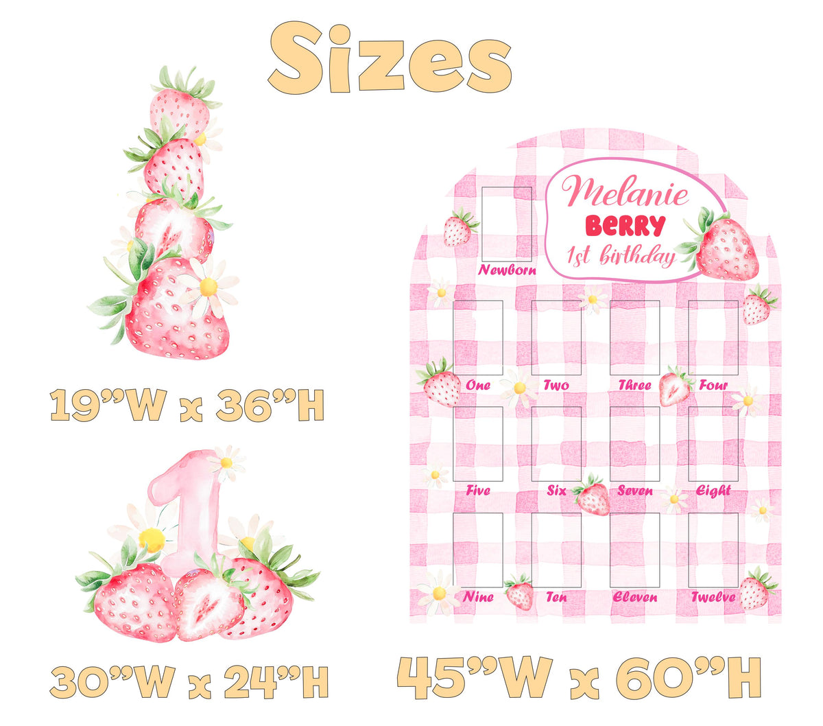 Personalized Berry First Birthday Photo Board, Baby Milestone, Strawberry Backdrop, Sweet Party Decorations, Sweet One, Berry 1st Birthday