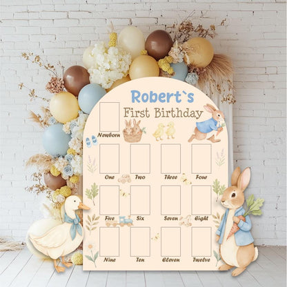 Personalized Garden Bunny Photo Board — custom party decor, printed and cut to shape