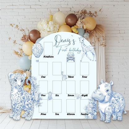Personalized Blue Toile Safari Animals Cutouts — custom party decor, printed and cut to shape