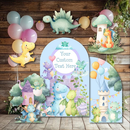 Pastel Baby Dragons Cutouts (Green Dragons & Castle), Fantasy Birthday Decor, Dragons Props, Whimsical Fantasy Baby Shower, Storybook Signs, Fairytale, Magic Castle