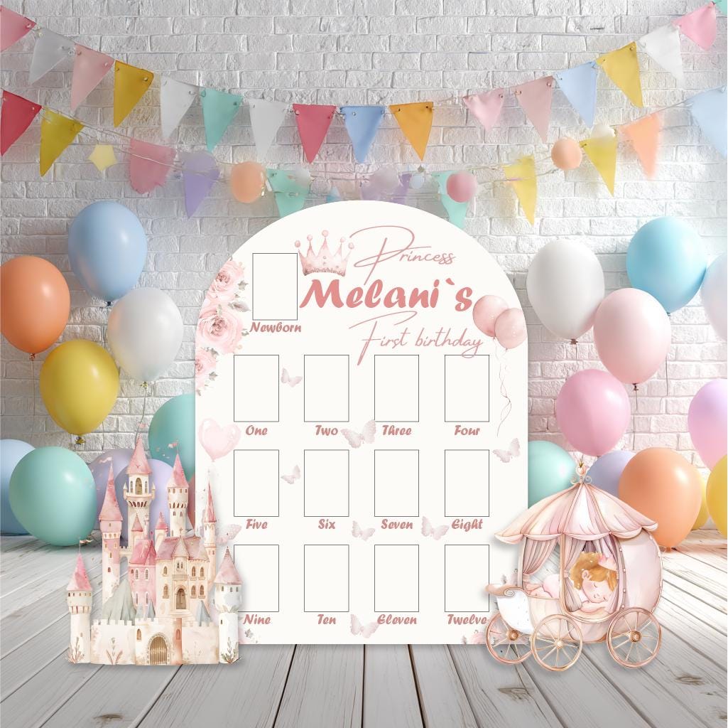 Personalized Pink Baby Princess Photo Board — custom party decor, printed and cut to shape
