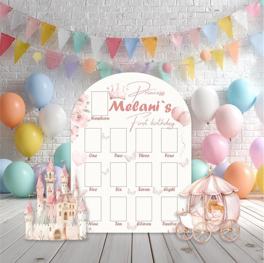 Personalized Pink Baby Princess Photo Board — custom party decor, printed and cut to shape