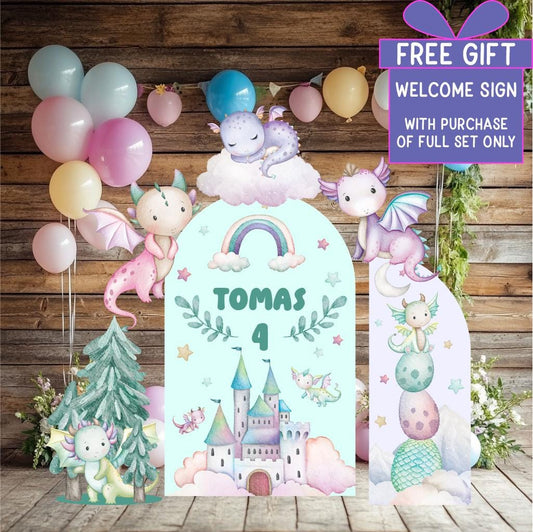 Pastel Baby Dragons Cutouts — custom party decor, printed and cut to shape