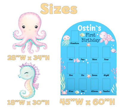 Personalized Under the Sea Cutout, Milestone, Boys First Birthday, First Year Photo Board, Underwater Party, ONEder the Sea, Party Props