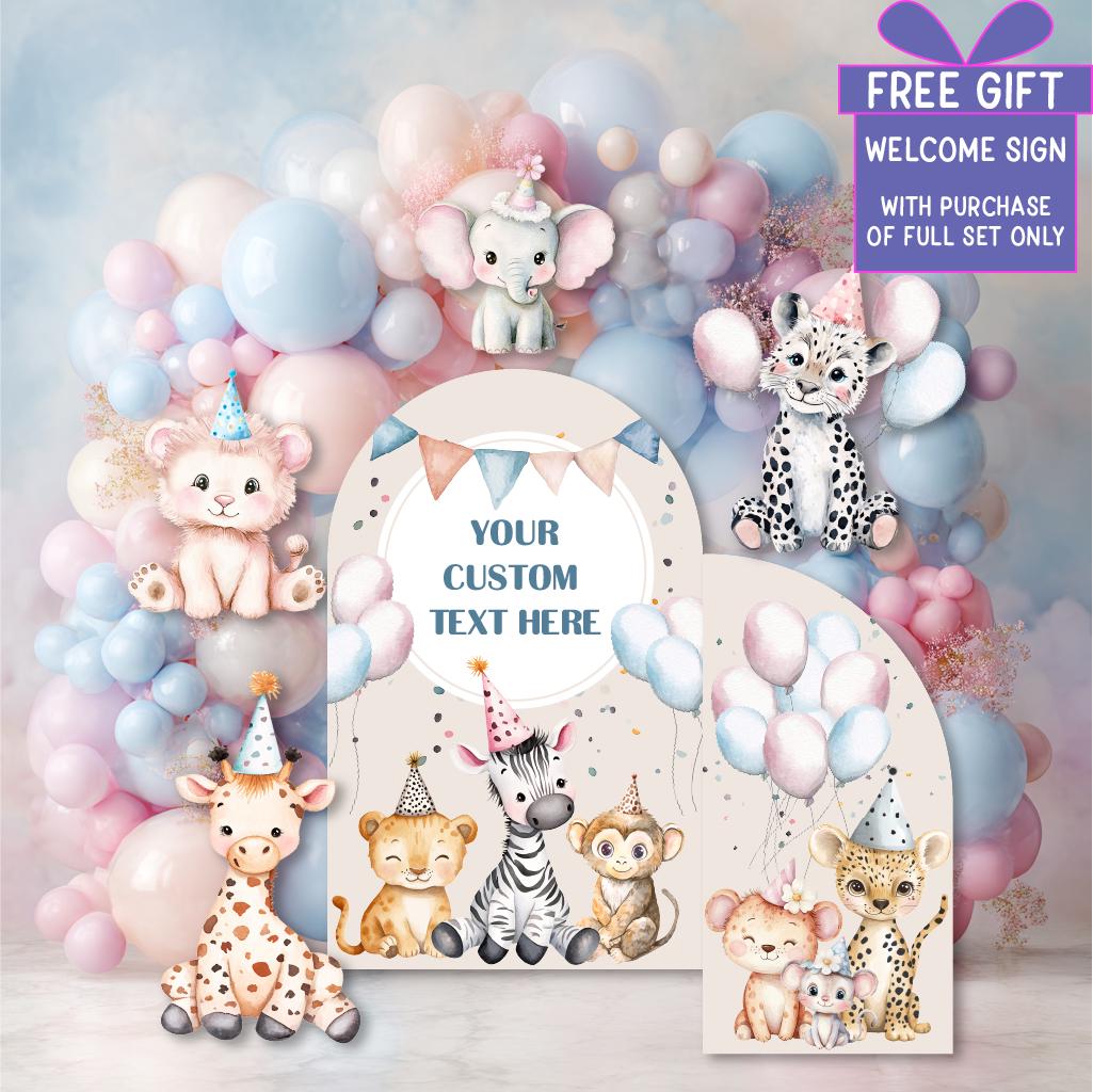 Party Animals Birthday Cutouts — custom party decor, printed and cut to shape