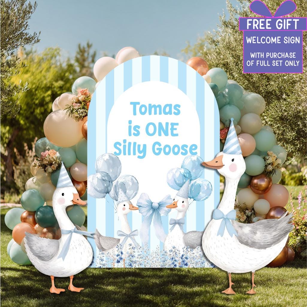 Blue Goose Cutouts — custom party decor, printed and cut to shape