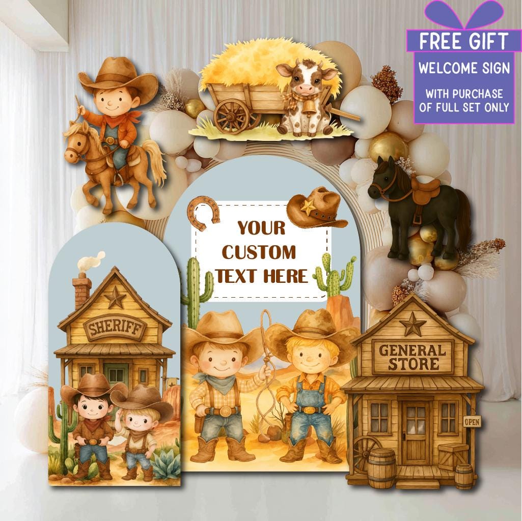 My First Rodeo Birthday Cutouts — custom party decor, printed and cut to shape
