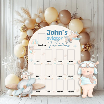 Personalized Blue Aviator Bear Photo Board, Boys First Birthday, First Year Photo Board, Time Flies, We Can Bearly Wait, Lawn Sign, Props