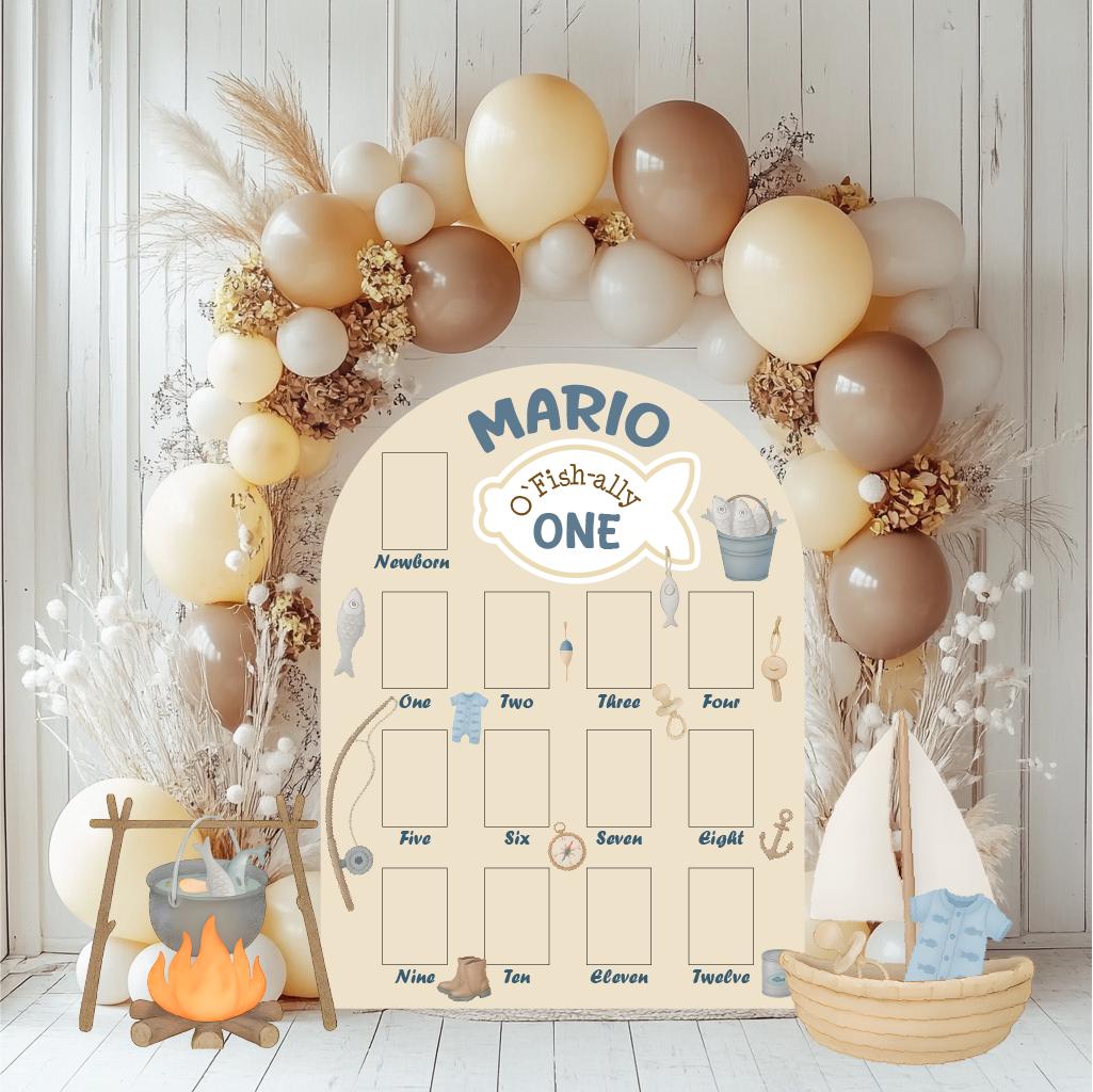 Ofishally One Birthday Photo Board, Boys First Birthday, Big One, O-fish-ally, Boys First Birthday, Fishing Party, First Year Photo Board