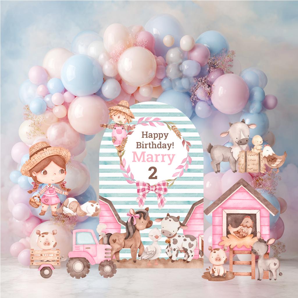 Farm Animals Cutouts Set (Pink Farm Set), Ranch Animals Party, Barnyard Birthday Prop, Farm Animal Standee, Baby Shower,Farm Themed Party Decor,Centerpieces
