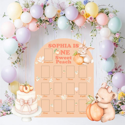 Personalized One Sweet Peach Birthday Photo Board, Peach Backdrop, Sweet Party Decorations, Sweet One, Berry 1st Birthday, Party Props, Bear