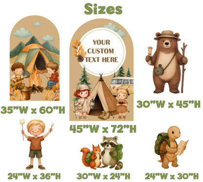 Camping Cutouts, Boho Birthday Decor, Welcome Sign, Camping Baby Shower, Camp Themed Birthday, Woodland Animals, Party Prop, Camper Birthday