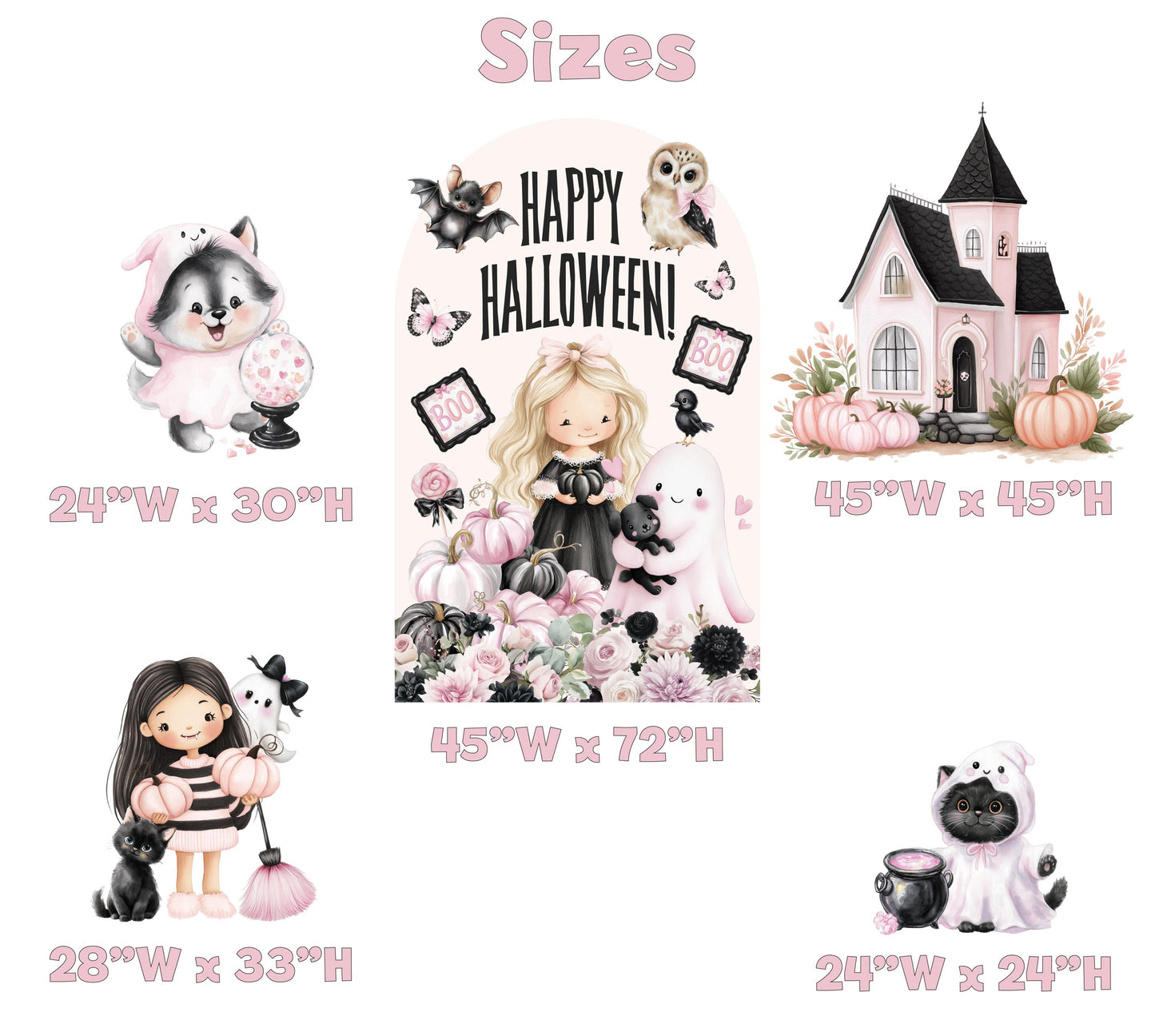 Pink Halloween Cutouts, Halloween Decor, Fall Decor, Lawn Sign, Yard Sign, Witch, Ghost, Black Cat, Spooky, Spooky Season, Skeleton, Pumpkin