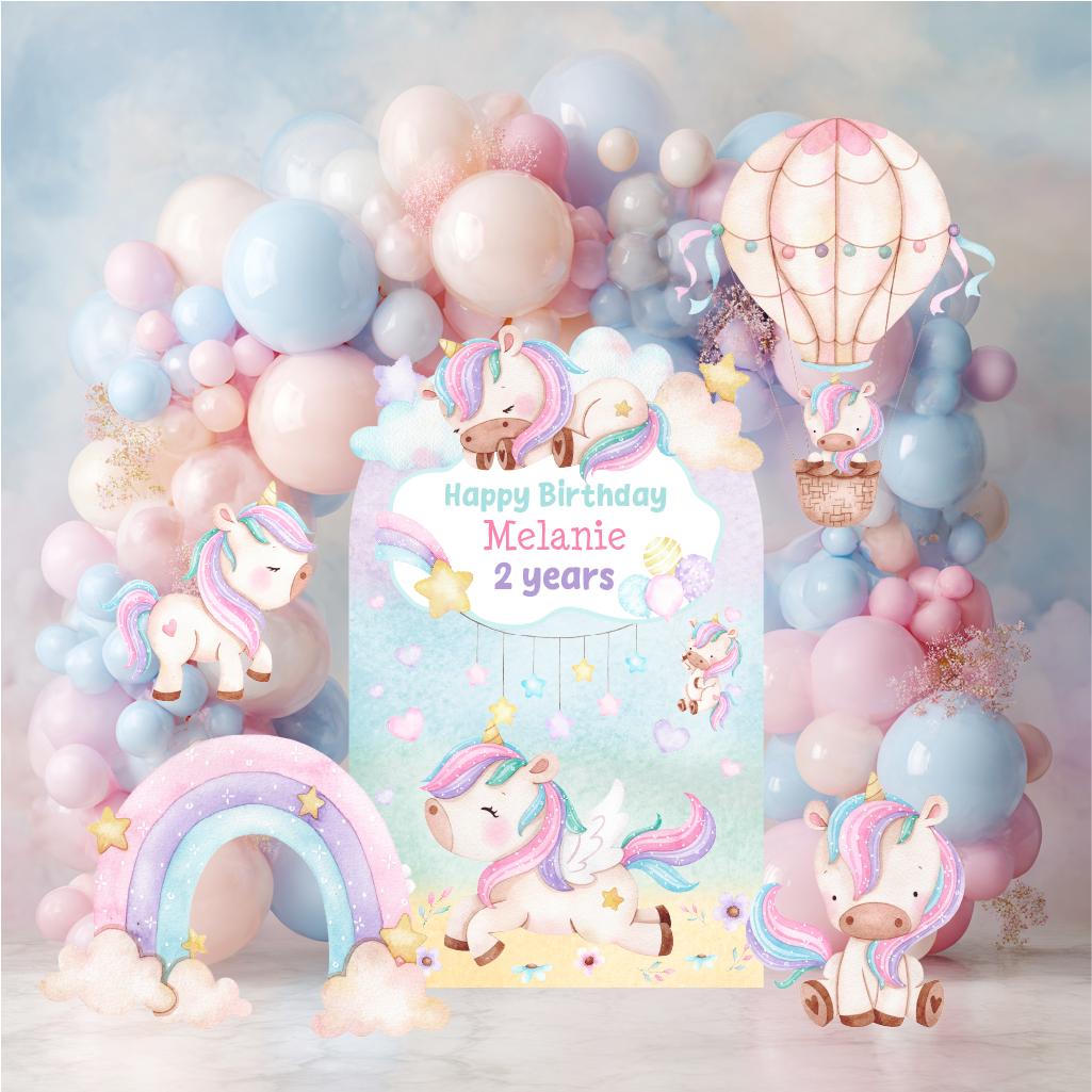 Pastel Unicorn Cutouts, Birthday Party Decorations, Rainbow Unicorn Theme Party, Baby Shower Decor, Hot Air Balloon, Yard Signs, Party Props