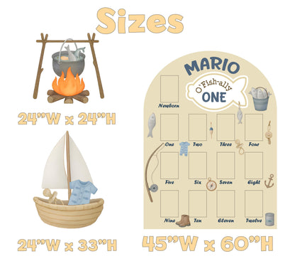 Ofishally One Birthday Photo Board, Boys First Birthday, Big One, O-fish-ally, Boys First Birthday, Fishing Party, First Year Photo Board