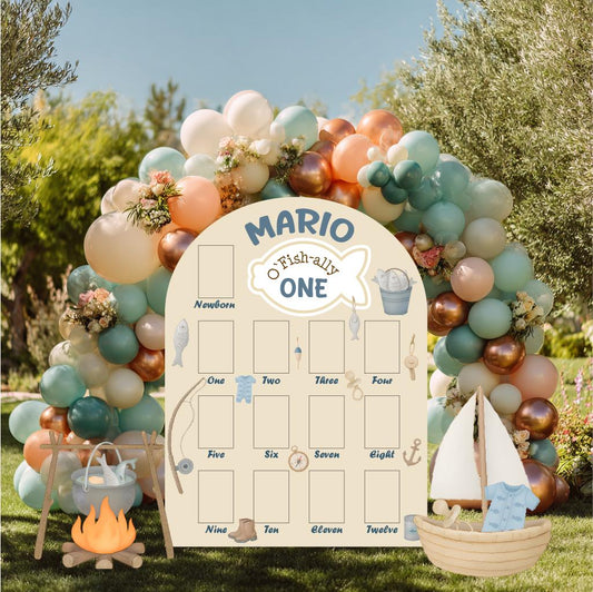 Ofishally One Birthday Photo Board — custom party decor, printed and cut to shape