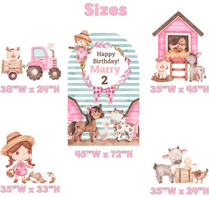 Farm Animals Cutouts Set (Pink Farm Set), Ranch Animals Party, Barnyard Birthday Prop, Farm Animal Standee, Baby Shower,Farm Themed Party Decor,Centerpieces