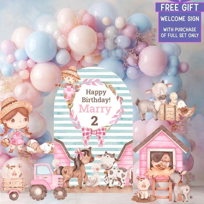 Farm Animals Cutouts Set (Pink Farm Set), Ranch Animals Party, Barnyard Birthday Prop, Farm Animal Standee, Baby Shower,Farm Themed Party Decor,Centerpieces