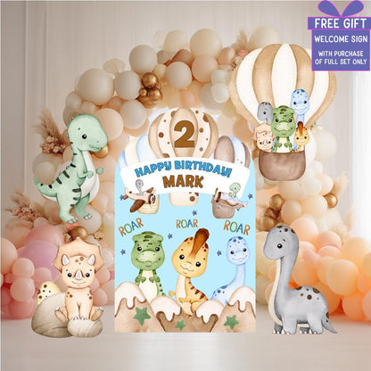 Dinosaur Party Cutouts — custom party decor, printed and cut to shape