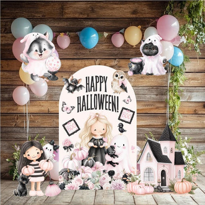 Pink Halloween Yard Sign Cutouts: Spooky Witch — custom party decor, printed and cut to shape