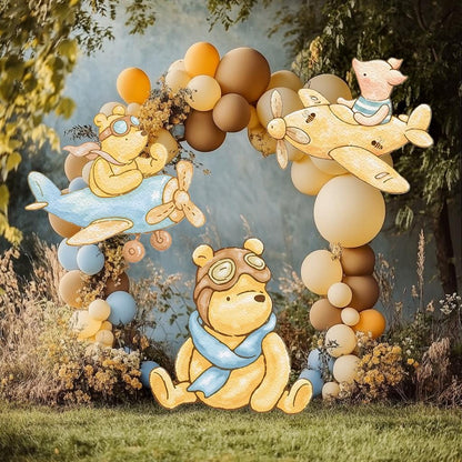 Classic Honey Bear SET of 3 Cutouts, Airplane, Boy Baby Shower Decor, Backdrop, Yard Sign, Aviator Bear, First Birthday, Classic Bear
