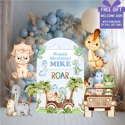 Dinosaur Party Cutouts — custom party decor, printed and cut to shape