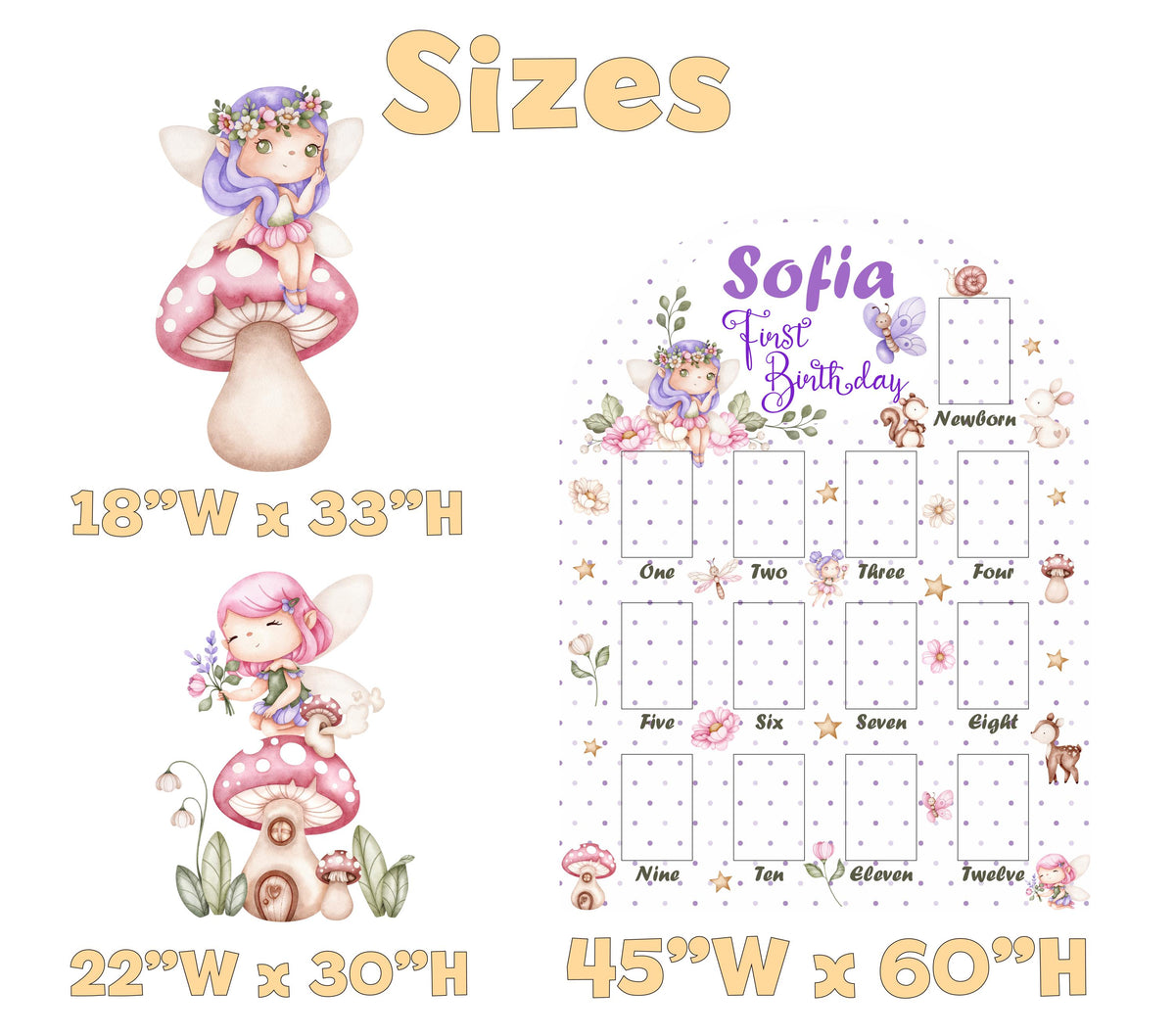 Personalized Fairy First Birthday Photo Board, Centerpieces, Whimsical First Birthday, Princess, Fairy Theme Party Cutouts, Party Props