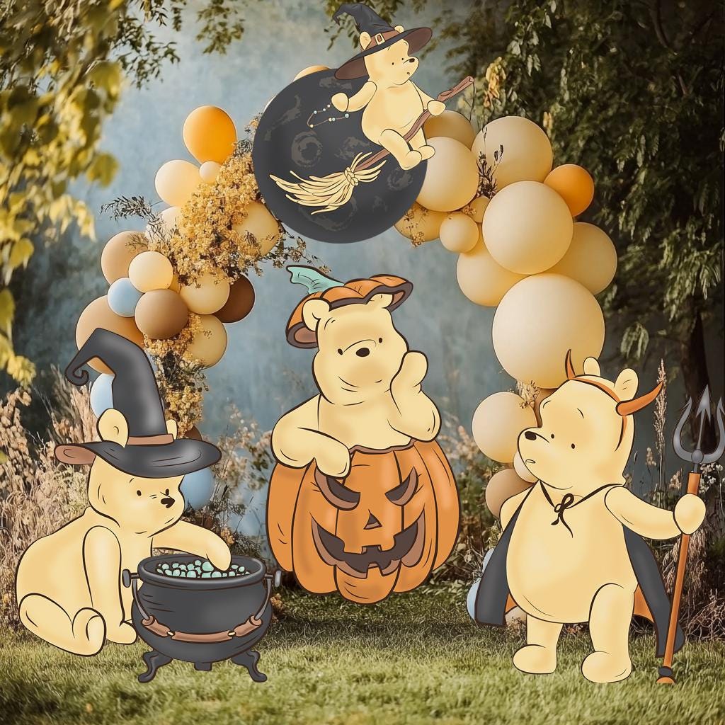 Halloween Honey Bear Cutouts, Spooky Decor, Halloween Decor, Baby Shower Decor, Yard Sign, Halloween Party Props, Yard Art