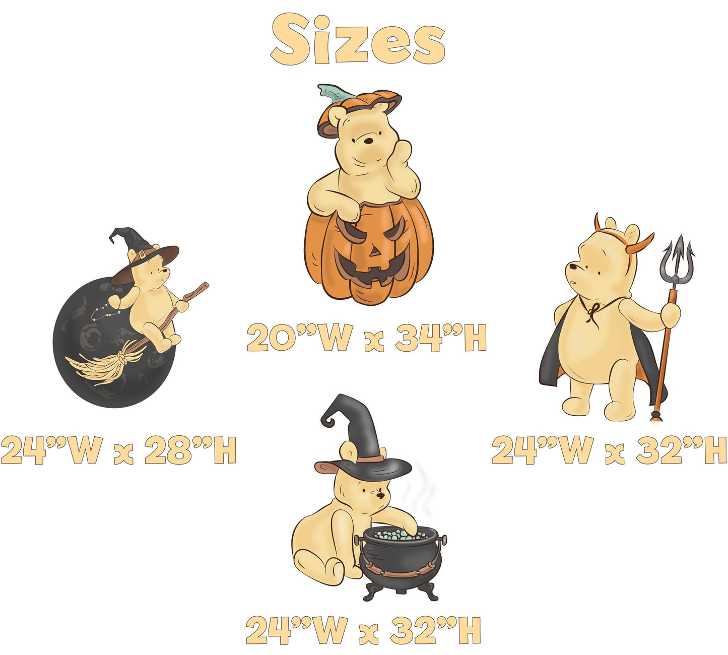 Halloween Honey Bear Cutouts, Spooky Decor, Halloween Decor, Baby Shower Decor, Yard Sign, Halloween Party Props, Yard Art