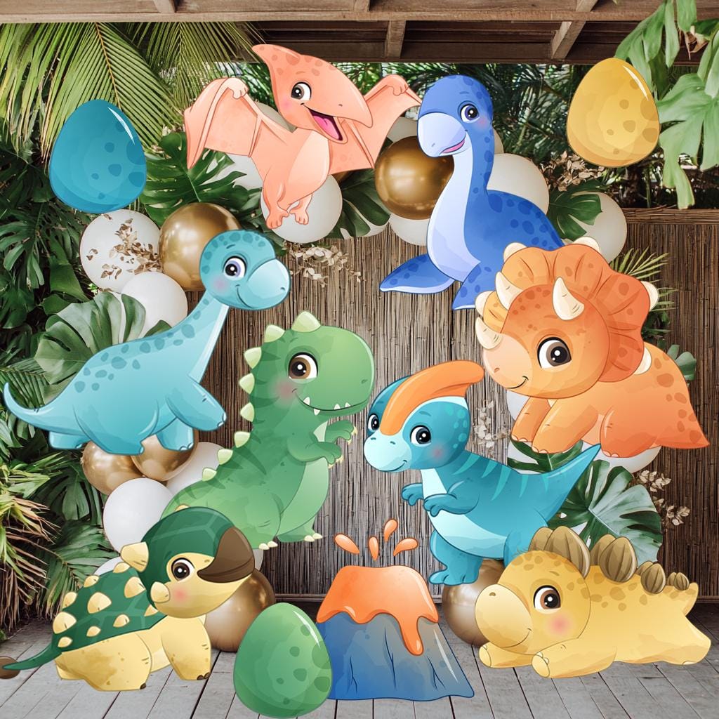Dinosaur Party Cutouts, Party Decor, Baby Dino Birthday Party, Party Props, Baby Shower, Lawn Sign