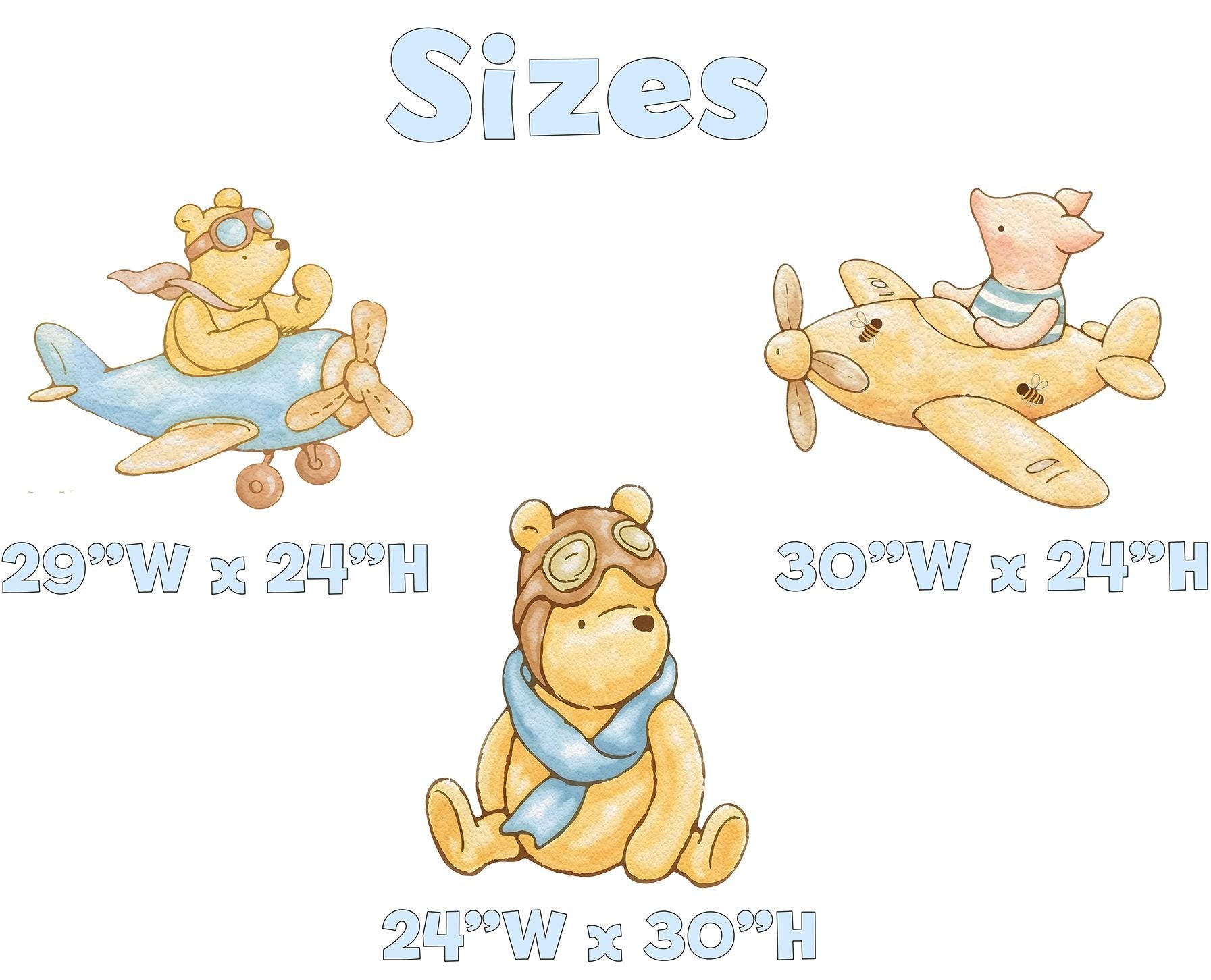 Classic Honey Bear SET of 3 Cutouts, Airplane, Boy Baby Shower Decor, Backdrop, Yard Sign, Aviator Bear, First Birthday, Classic Bear