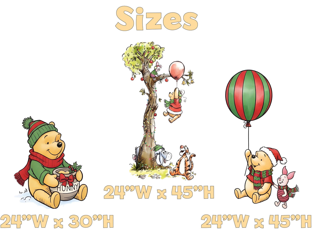 Christmas Honey Bear Cutouts (Tree & Hot Air Balloon), Baby Shower Backdrop, Lawn Sign, Outdoor Decor, Christmas Decor, Winter Decor