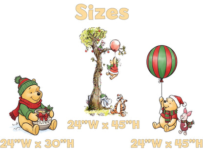 Christmas Honey Bear Cutouts (Tree & Hot Air Balloon), Baby Shower Backdrop, Lawn Sign, Outdoor Decor, Christmas Decor, Winter Decor
