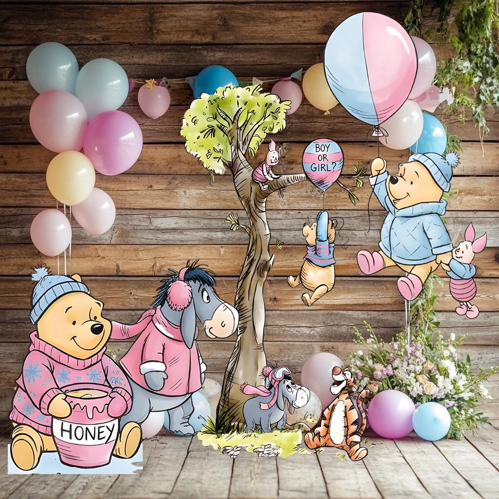 Honey Bear Gender Reveal Party Cutouts, Backdrop Decor, Blue or Pink, Honey Bear, Boy or Girl, Baby Announcement Decor