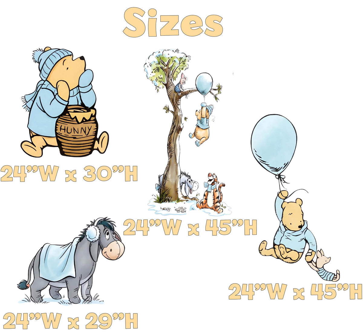 Blue Honey Bear Cutouts, Storybook Baby Shower Backdrop, Lawn Sign, Outdoor Decor, Christmas Decor, Winter Decor, Baby boy