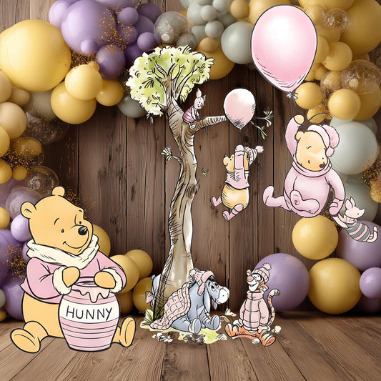 Pink Honey Bear Party Cutouts — custom party decor, printed and cut to shape