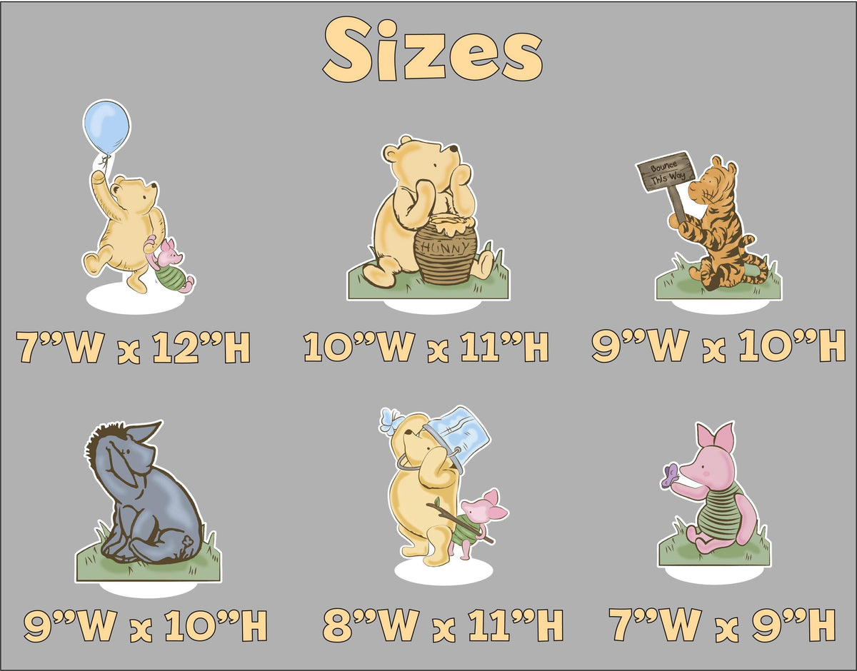 Classic Honey Bear and Friends Double-Sided Table Centerpieces Set 6 (Boho Table Set), Baby Shower, Nursery Decor, Table Decor, Birthday Decorations