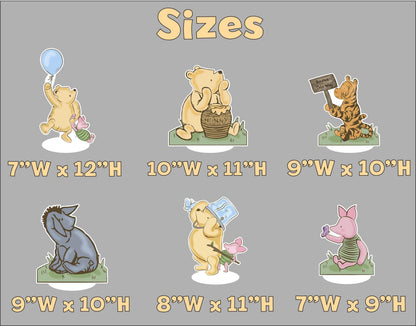 Classic Honey Bear and Friends Double-Sided Table Centerpieces Set 6 (Boho Table Set), Baby Shower, Nursery Decor, Table Decor, Birthday Decorations