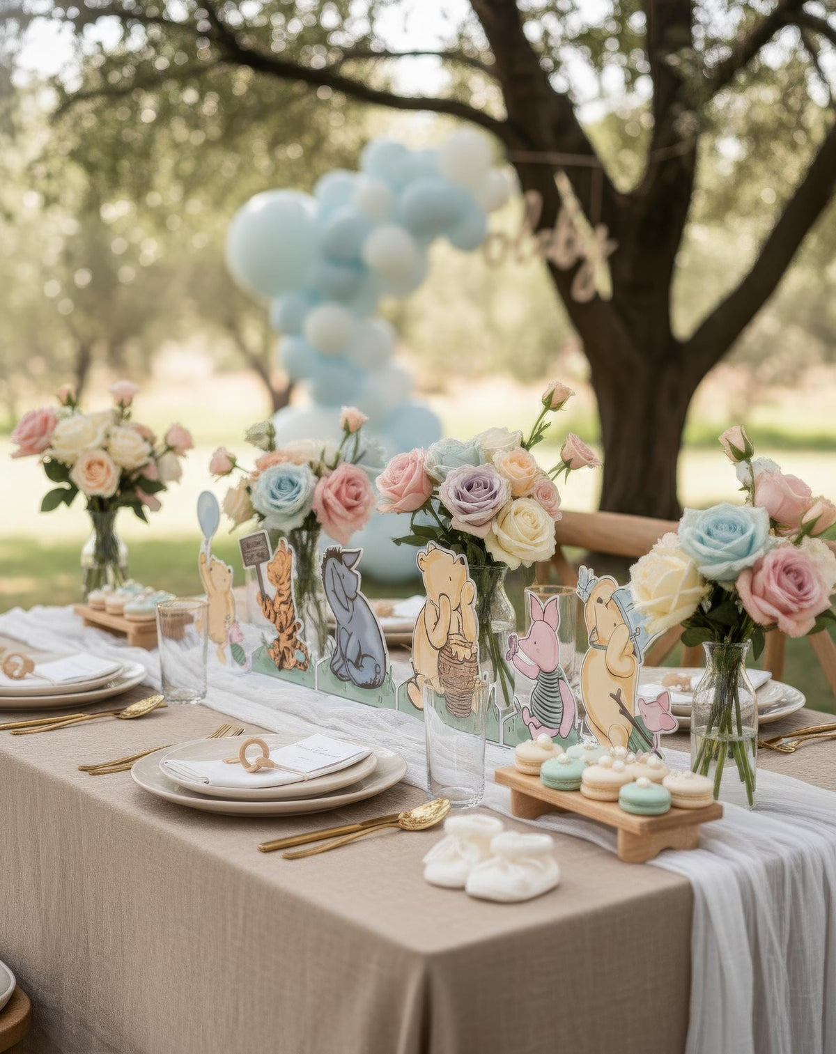 Classic Honey Bear and Friends Double-Sided Table Centerpieces Set 6 (Boho Table Set), Baby Shower, Nursery Decor, Table Decor, Birthday Decorations